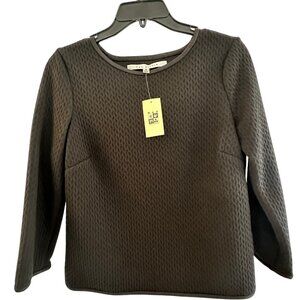 Max Studio Black Textured Long Sleeve Top Sz S New With Tags